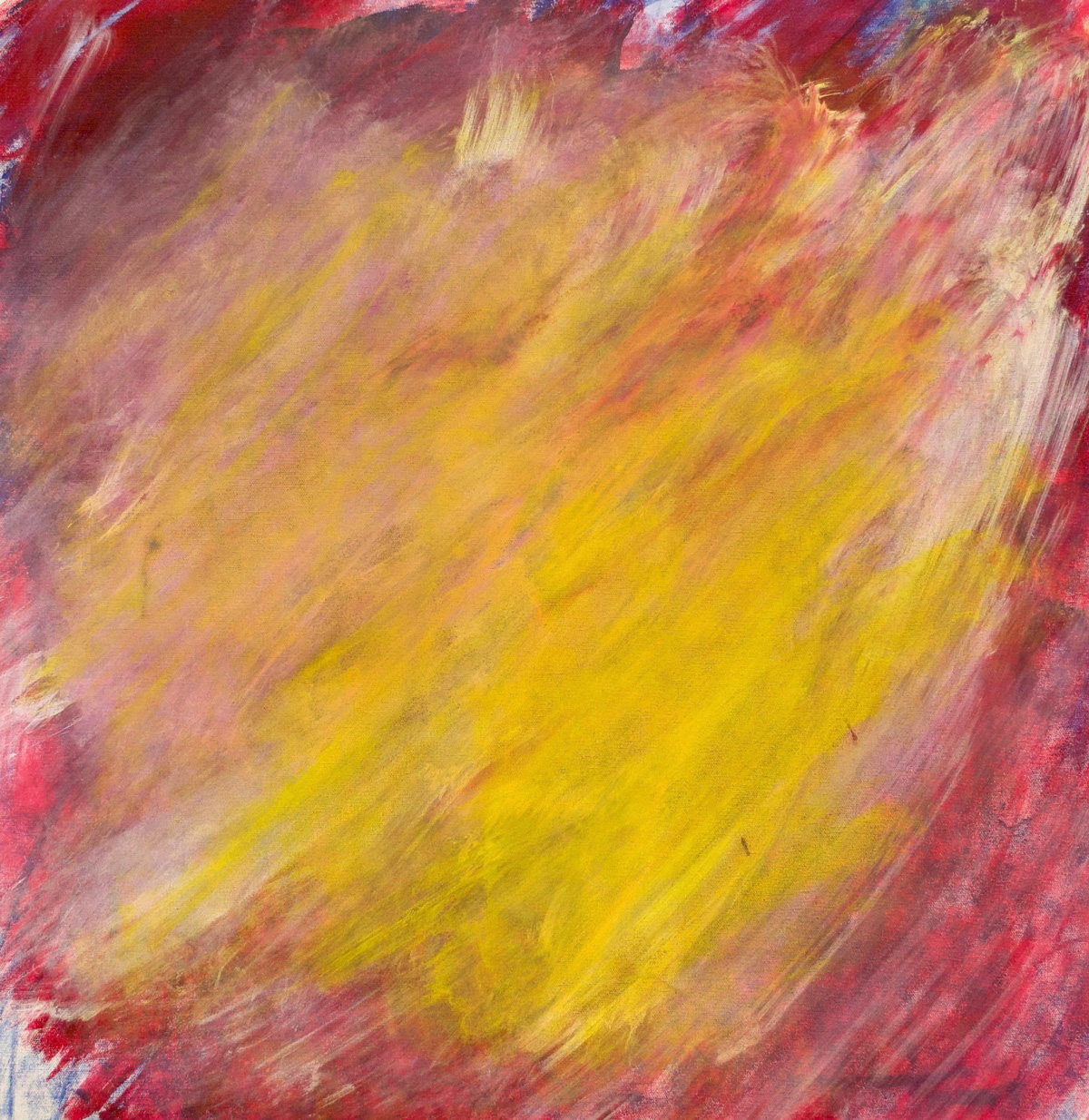 Painting: A blend of magenta, white, and yellow all going the same direction, from the bottom left to the top right of the canvas.