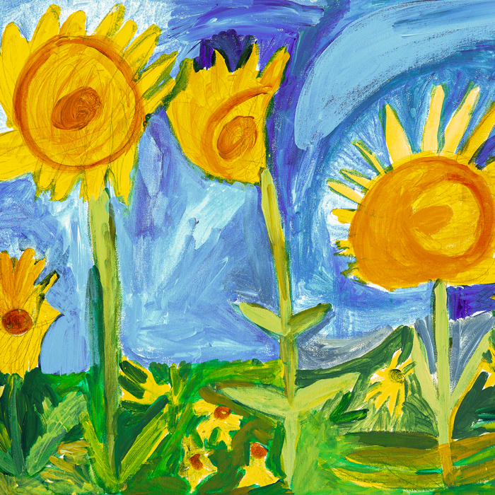 Painting of sunflowers by artist Laurie Sunderland