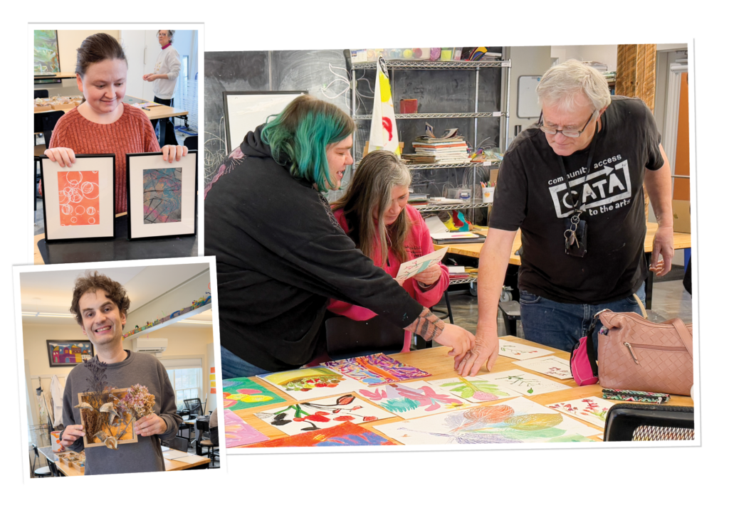 Kambree and Ethan with their artwork to be featured in our exhibit at BBG—and CATA artists Sam, Kellie and Eric take on roles as co-curators.