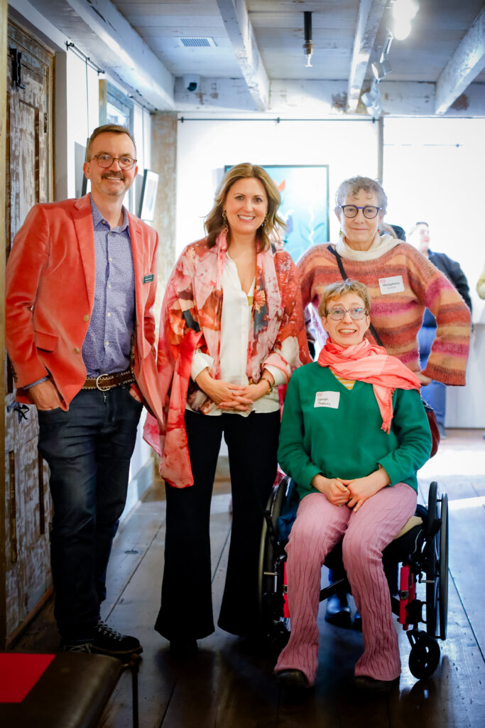 Photo: Mike Beck (BBG Executive Director), Margaret Keller (CATA Executive Director), CATA artist Hannah Peabody and her mother Maryphena Peabody