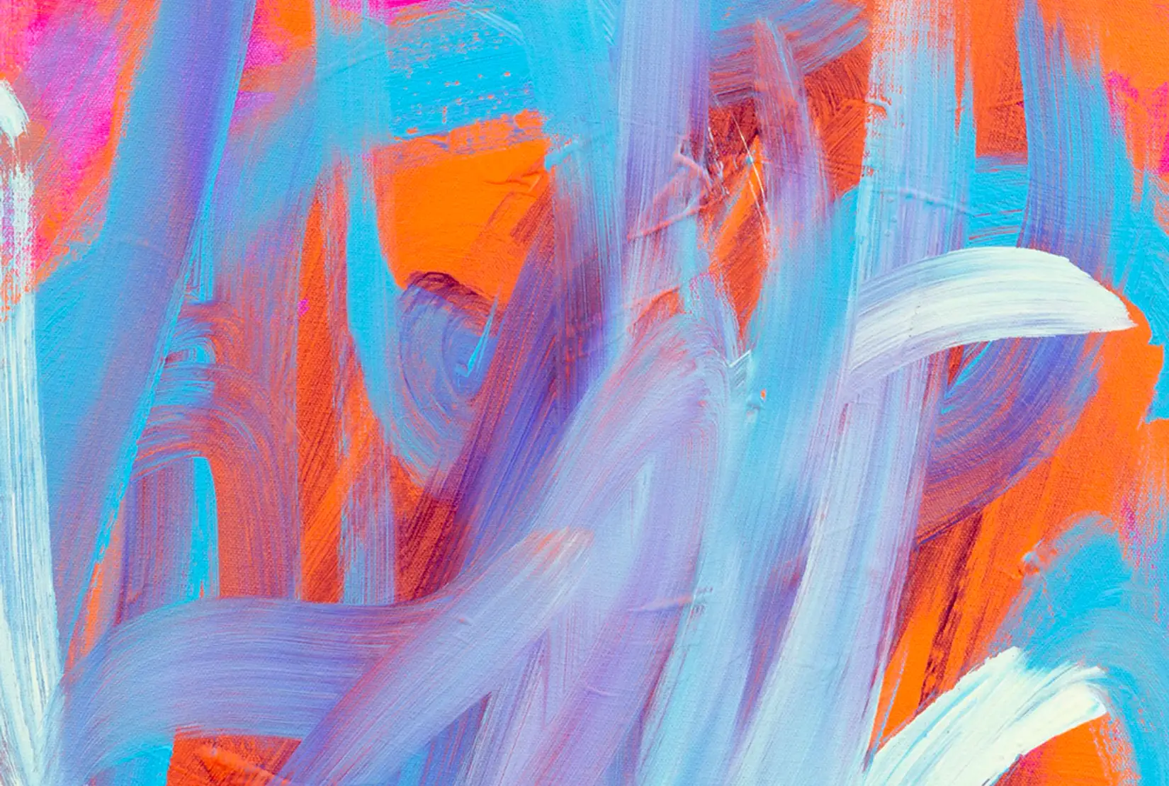 Creative Art Workshop Abstract painting with purple blue and white strokes on red background