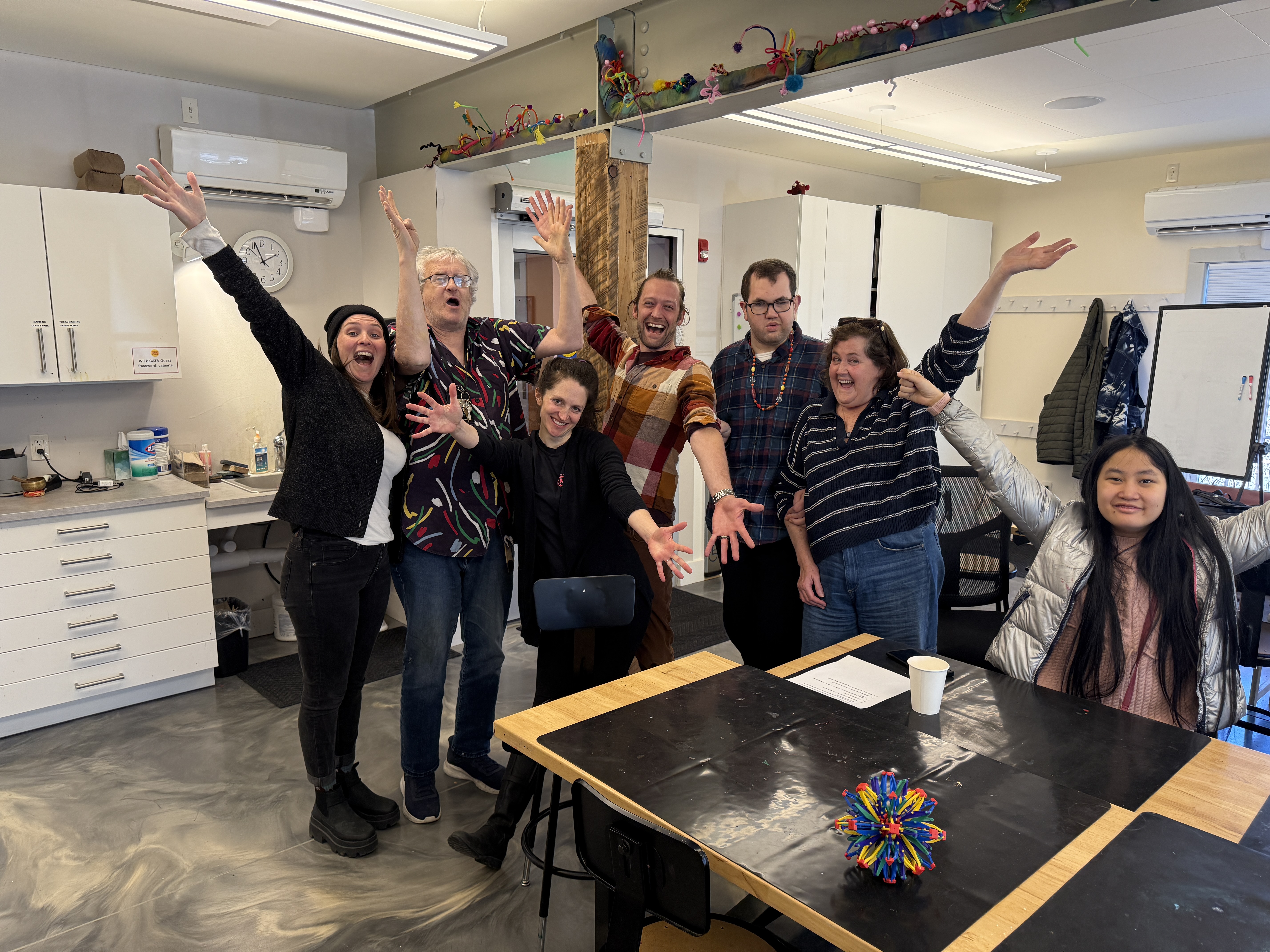 CATA artists in our “Curtains Up” workshop learn from scenic consultant Marcus Kearns about sound, lighting, and other backstage roles