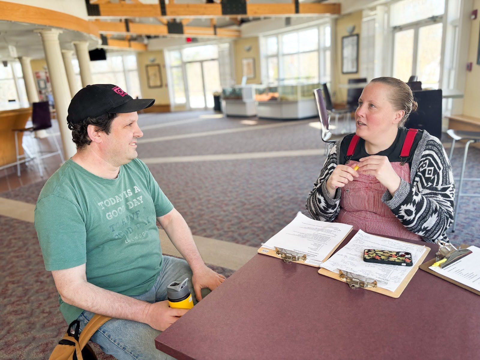 CATA artist Scott (left) provides feedback as a paid user expert to improve accessibility on- and backstage.