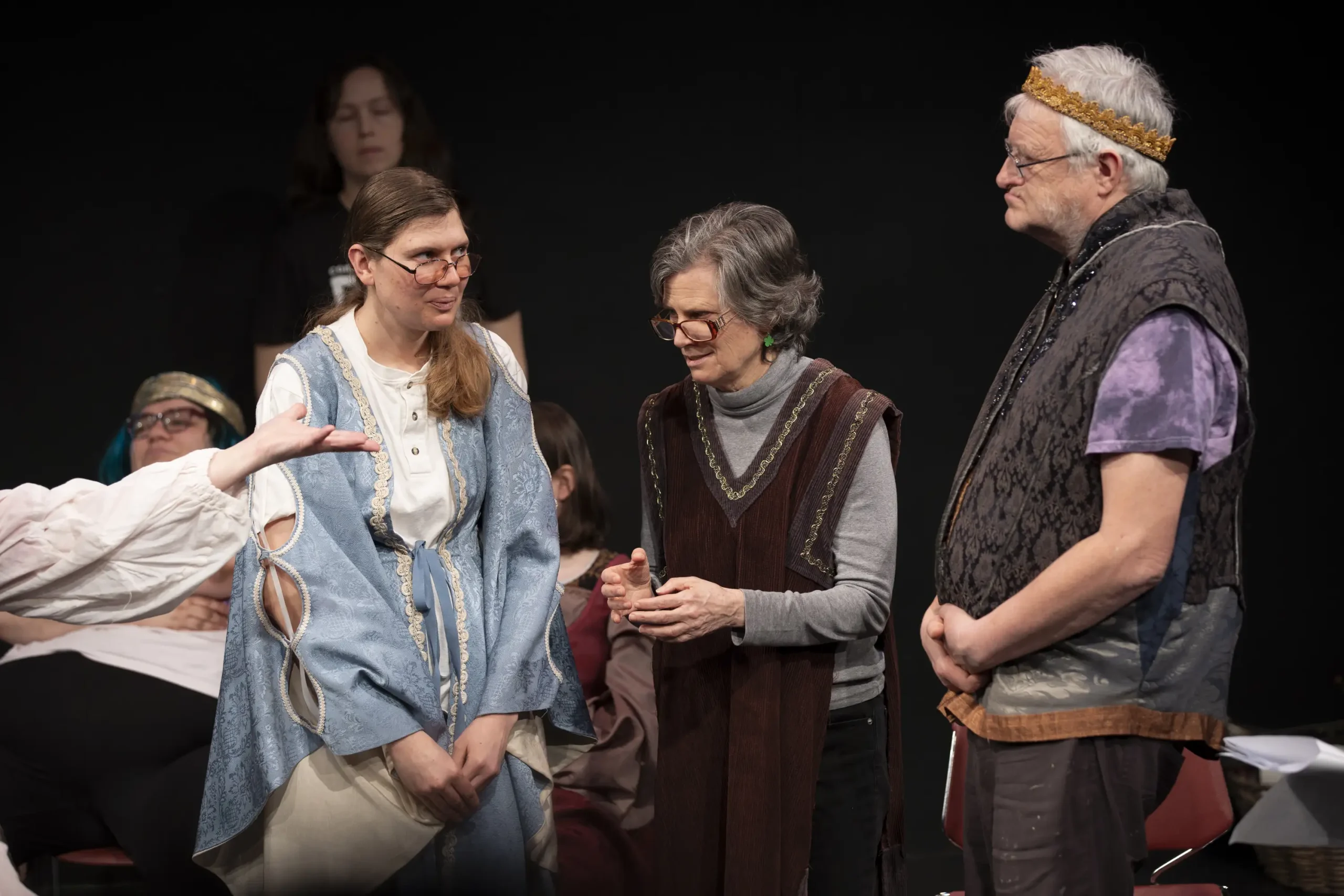 Siala, Laurie, and Eric conspire in "Much Ado About Nothing."